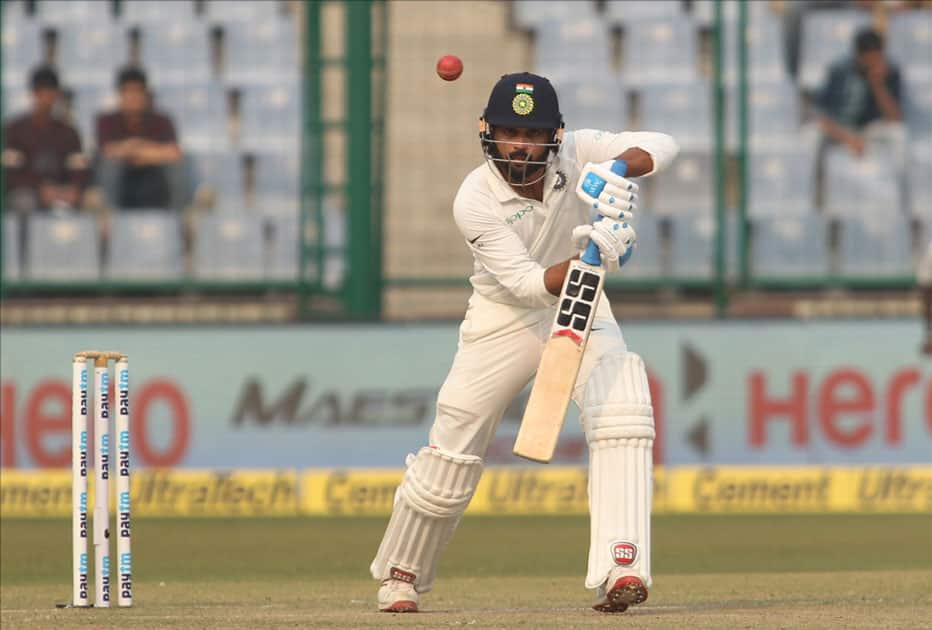 India's Murali Vijay in action on Day 1 of the third test match between India and Sri Lanka at Feroz Shah Kotla Stadium in New Delhi.