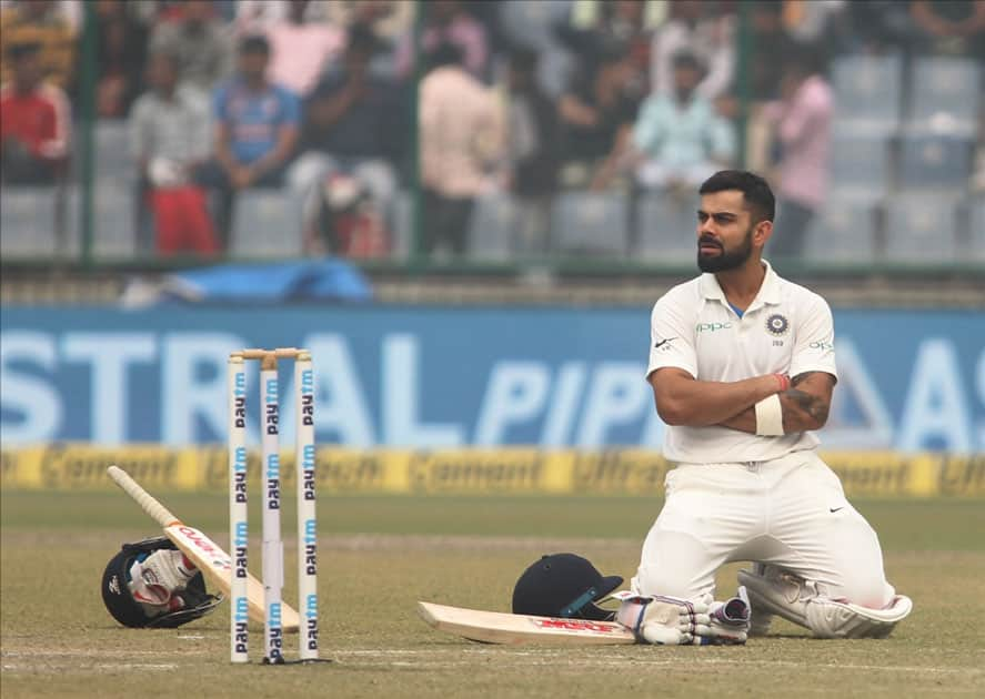 Indian skipper Virat Kohli during Day 2 of the third test match between India and Sri Lanka at Feroz Shah Kotla Stadium in New Delhi.