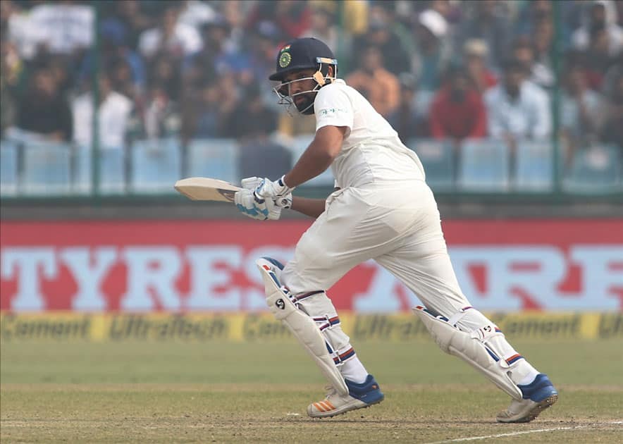 India's Rohit Sharma during Day 2 of the third test match between India and Sri Lanka at Feroz Shah Kotla Stadium in New Delhi.