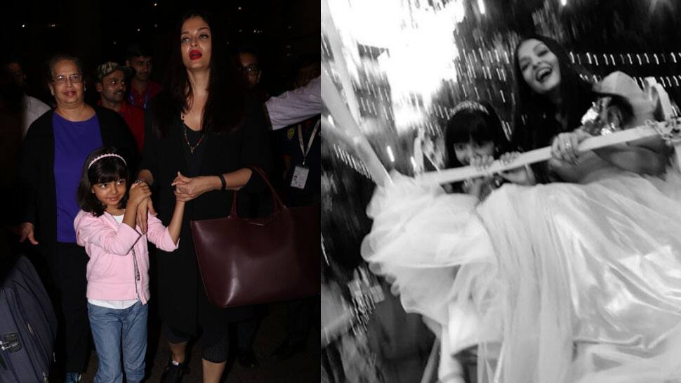 Aishwarya Rai Bachchan and daughter Aaradhya go twinning in red at a wedding function! Pics