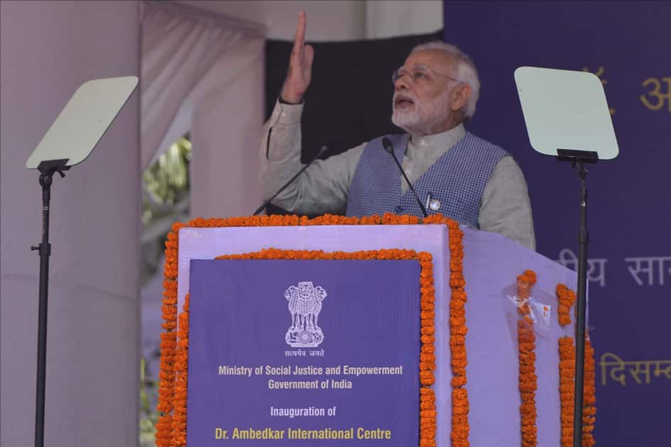 Prime Minister Narendra Modi addresses at the inauguration of Dr. Ambedkar International Centre in New Delhi.