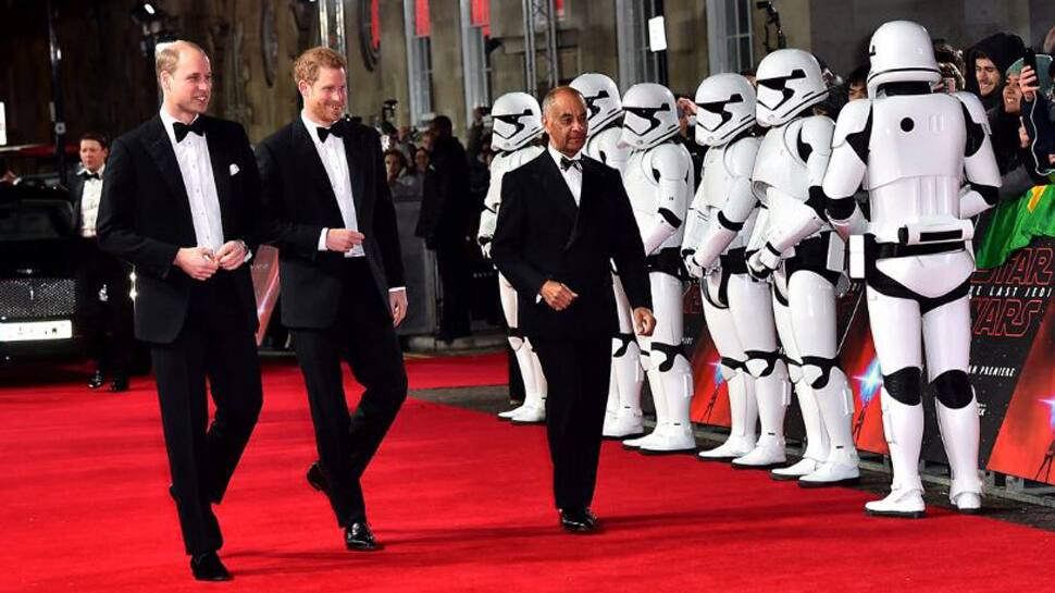 British princes Harry and William join Jedi knights at &#039;Star Wars&#039; premiere in London