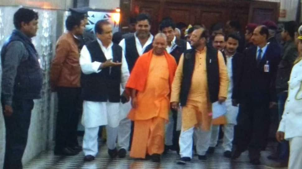 Watch: Yogi Adityanath and Azam Khan walk hand-in-hand in UP Assembly