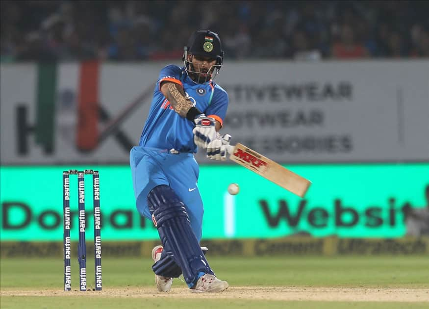 Shikhar Dhawan of India in action during the third ODI between India and Sri Lanka at Dr. Y.S. Rajasekhara Reddy ACA-VDCA Cricket Stadium in Visakhapatnam.