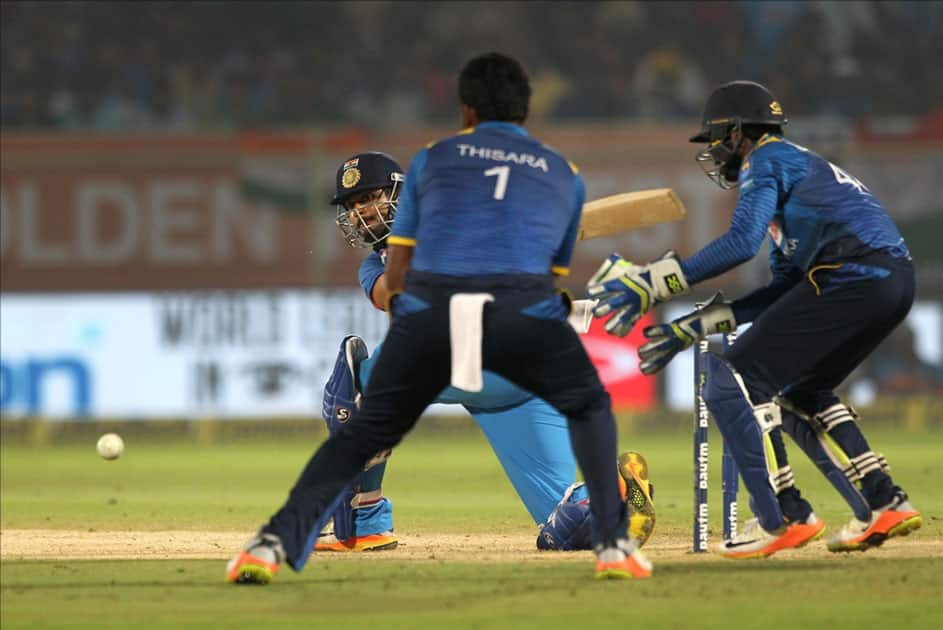 Shreyas Iyer of India in action during the third ODI between India and Sri Lanka at Dr. Y.S. Rajasekhara Reddy ACA-VDCA Cricket Stadium in Visakhapatnam.