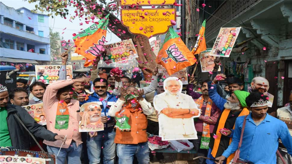 The scenes were similar in UP's Varanasi where supporters of the party came out in large numbers to rejoice the electoral result