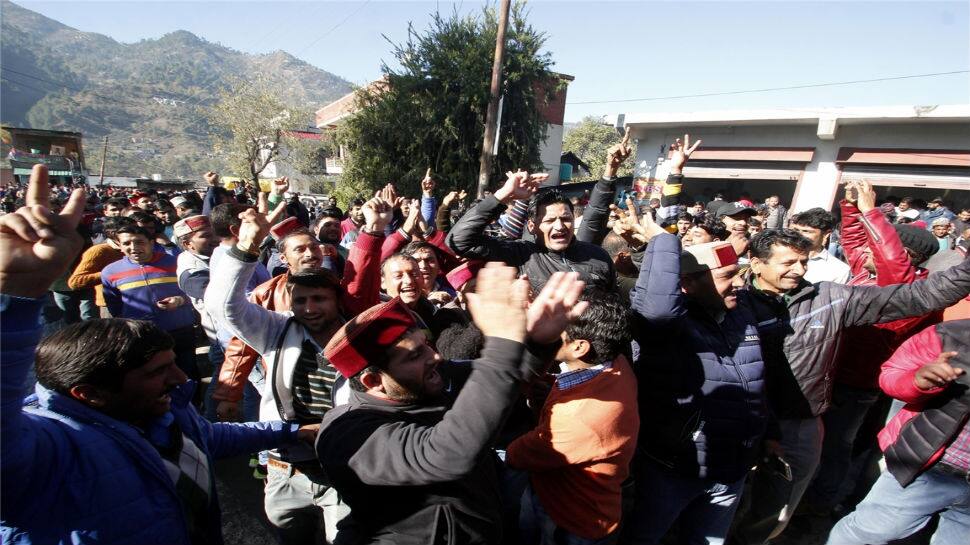 BJP supporters celebrate in Himachal Pradesh's Chamba