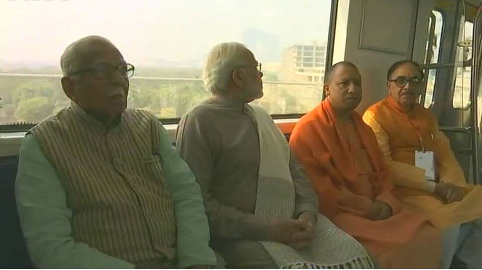 PM Modi and Yogi Adityanath onboard Magenta metro line - Watch maiden trip