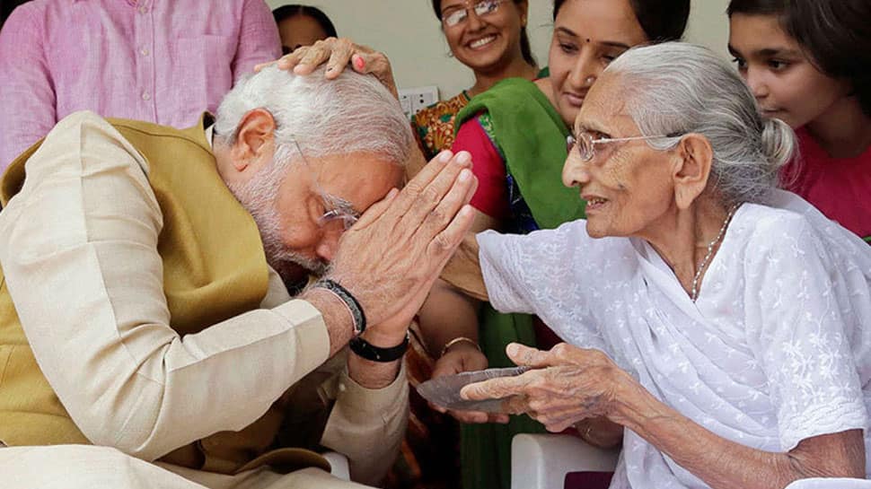 In Gujarat, PM Narendra Modi meets his 97-year-old mother Hiraben