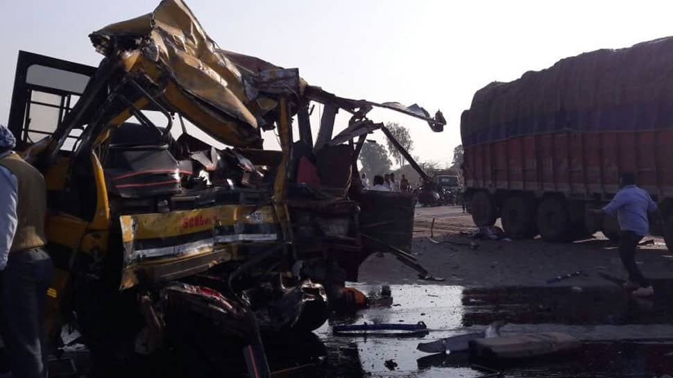 5 students, driver dead after DPS school bus collides with truck in Indore