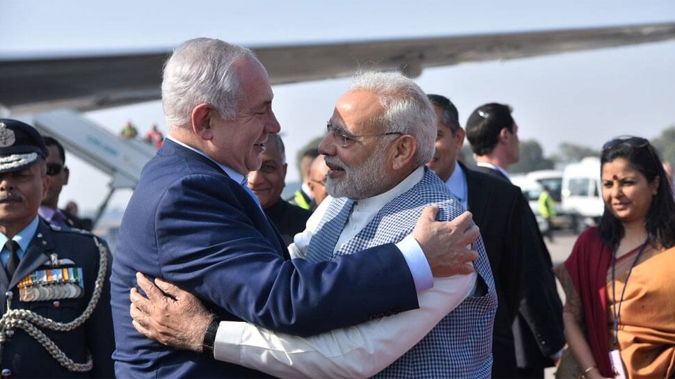 PM Modi breaks protocol, receives Benjamin Netanyahu at airport with a hug