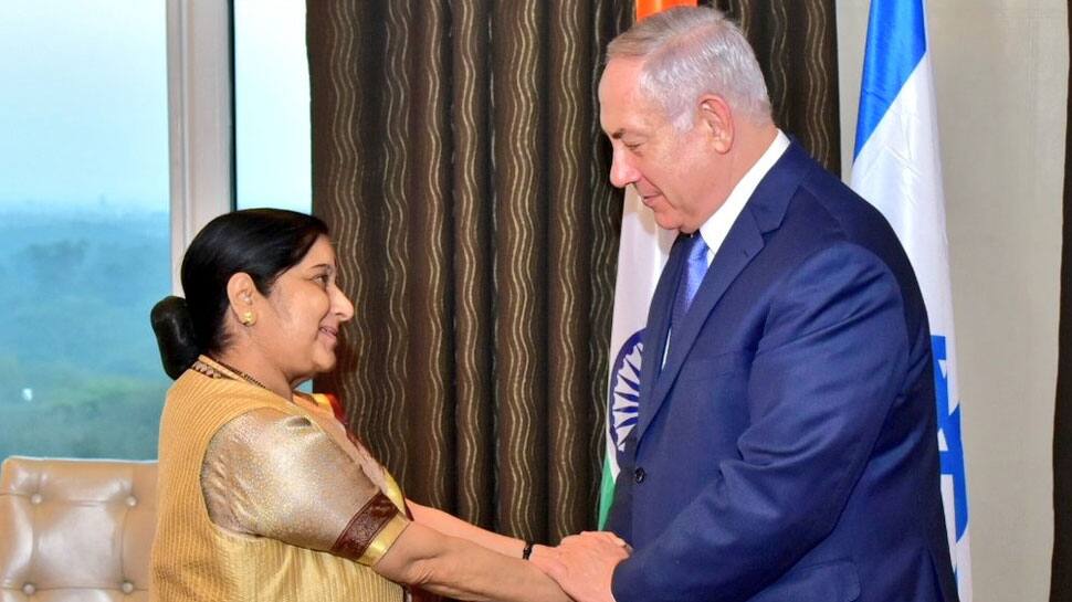 Sushma Swaraj meets Israeli PM Benjamin Netanyahu, discusses bilateral ties