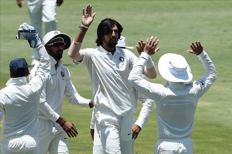 Ishant Sharma of India celebrates the the wicket of Faf du Plessis during the second day of the second Test match between South Africa and India at the Supersport park Cricket Ground in Centurion, South Africa.