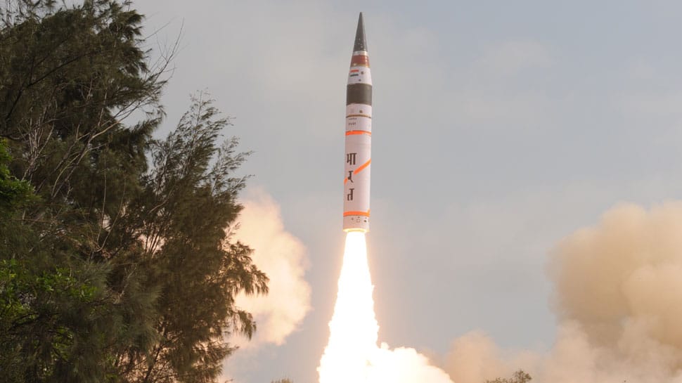 Nuclear capable surface-to-surface Agni-5 ballistic missile test-fired