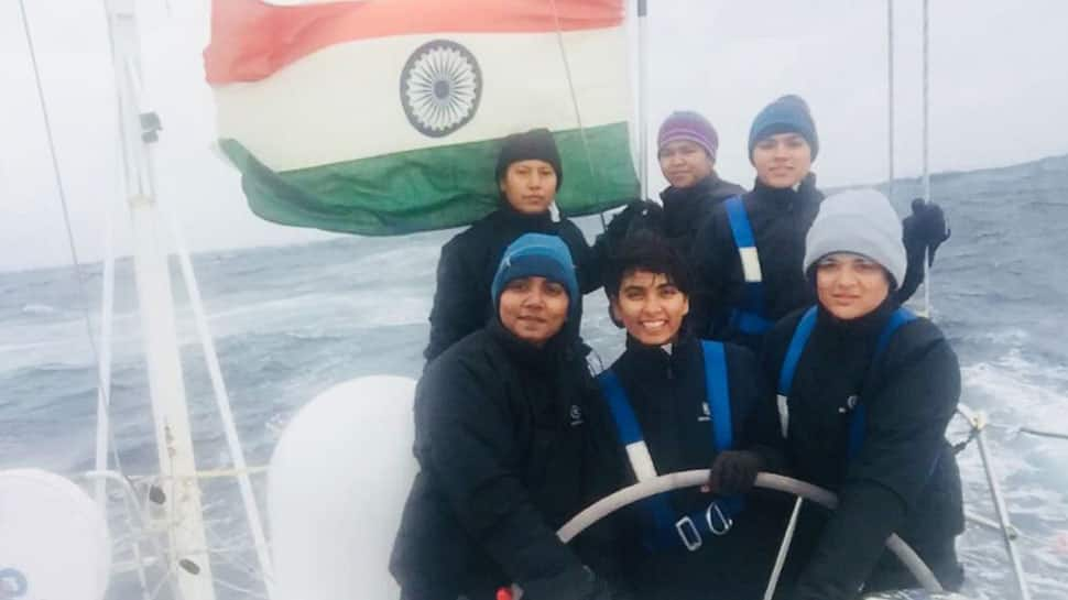 In pics: First all-women crew of INSV Tarini crosses Cape Horn, hoists Indian flag