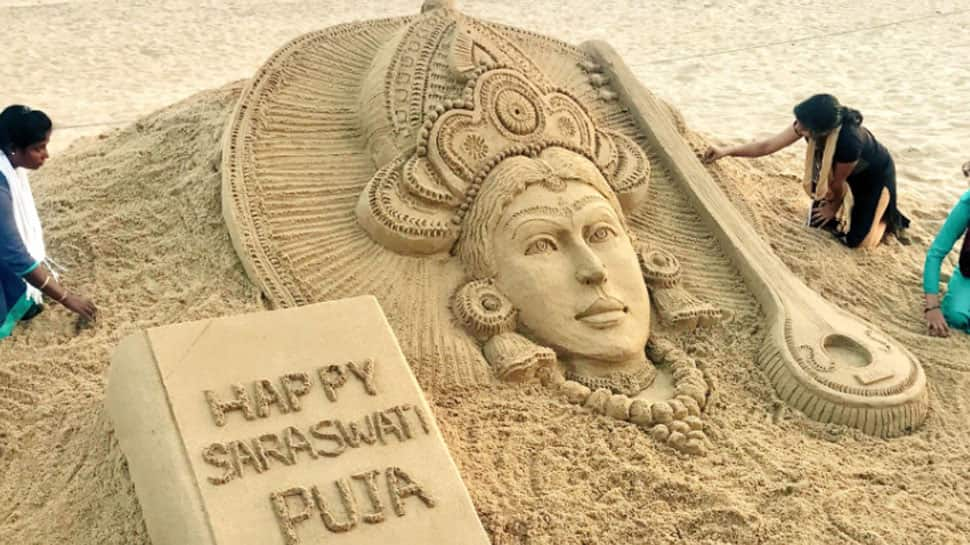 Saraswati Puja 2018: Sudarsan Pattnaik pays sand art tribute to goddess of knowledge—Pics