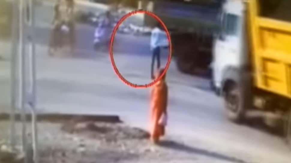 Watch: Man hit by truck in Gujarat&#039;s Godhra has a miraculous escape 