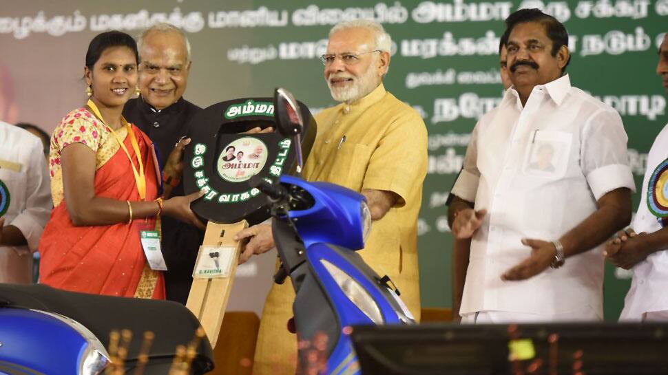 On Jayalalithaa&#039;s 70th birth anniversary, PM Modi launches 2-wheeler subsidy scheme for women