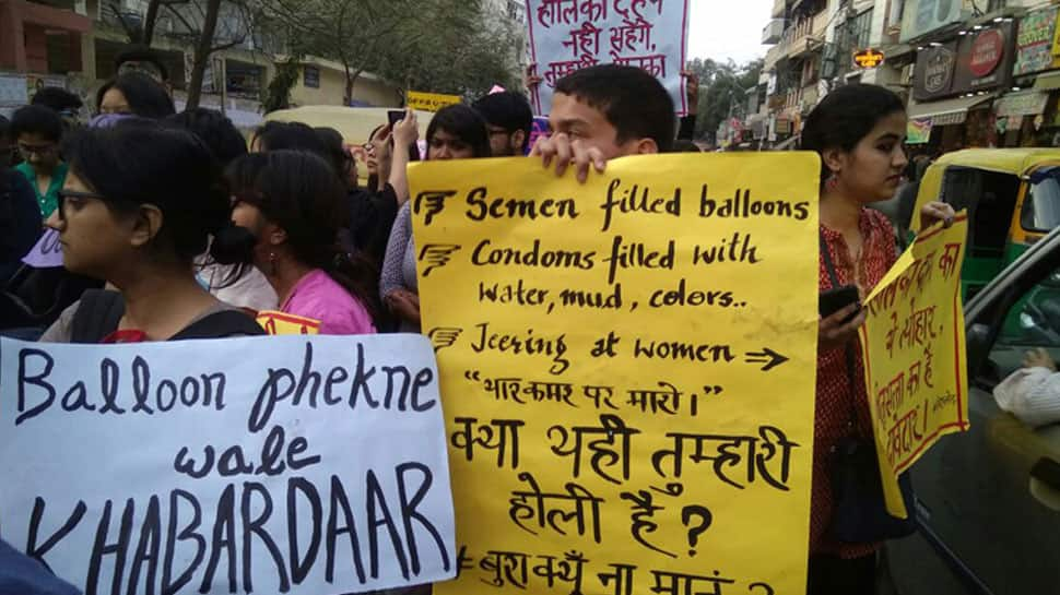 Protests outside Delhi Police HQ after semen-filled balloons thrown at DU students