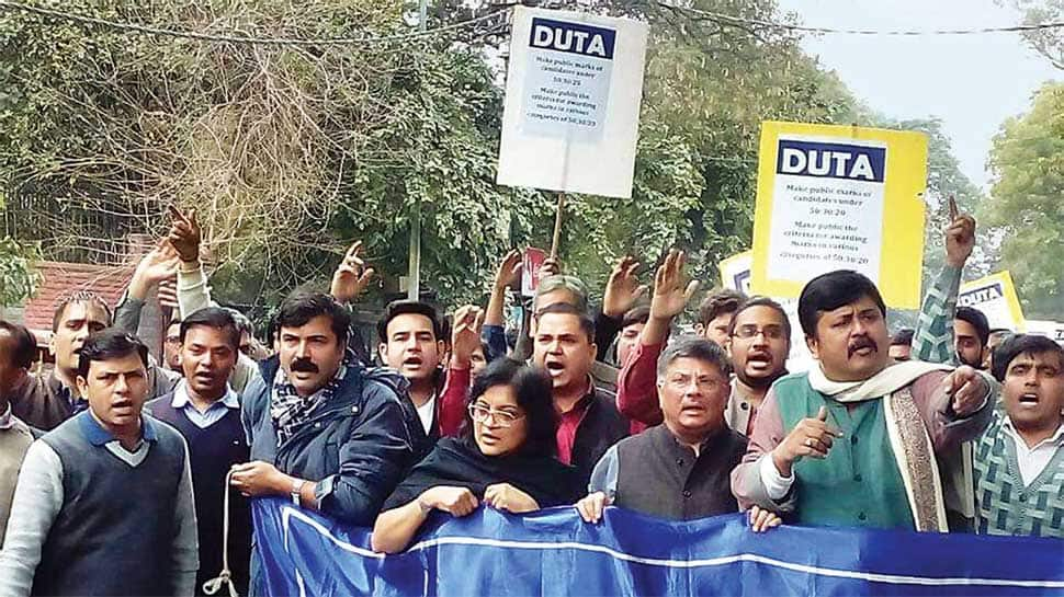 Delhi University teachers on strike to protest education policy