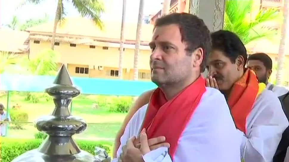 Watch: Clad in traditional attire, Rahul Gandhi visits Shringeri Sharadamba temple in Karnataka