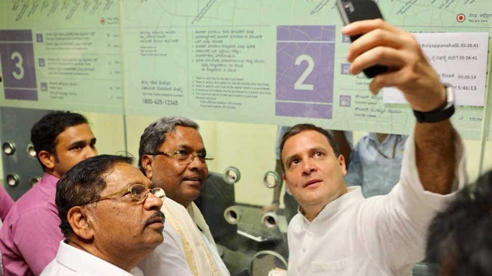 Rahul Gandhi goes on selfie spree with riders in Namma Metro on 6th leg of campaigning in Bengaluru