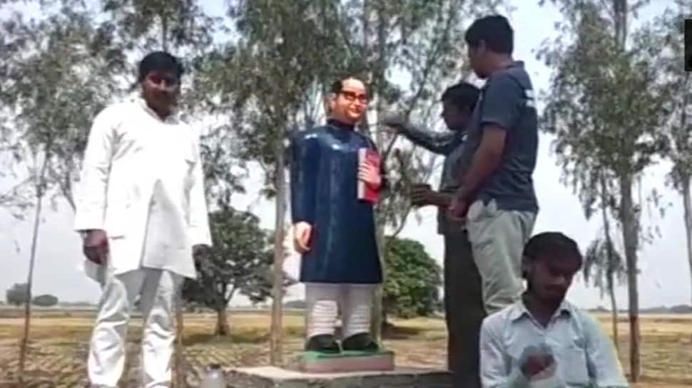 From blue to saffron to blue: Ambedkar statue goes for colour change in UP