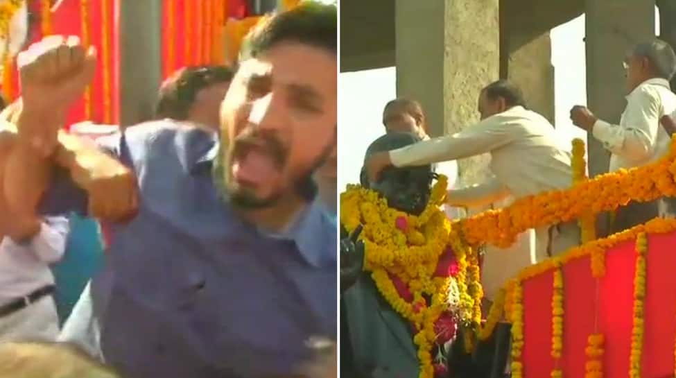 Ruckus after Jignesh Mevani&#039;s supporters allegedly obstruct BJP MPs from garlanding Ambedkar&#039;s statue