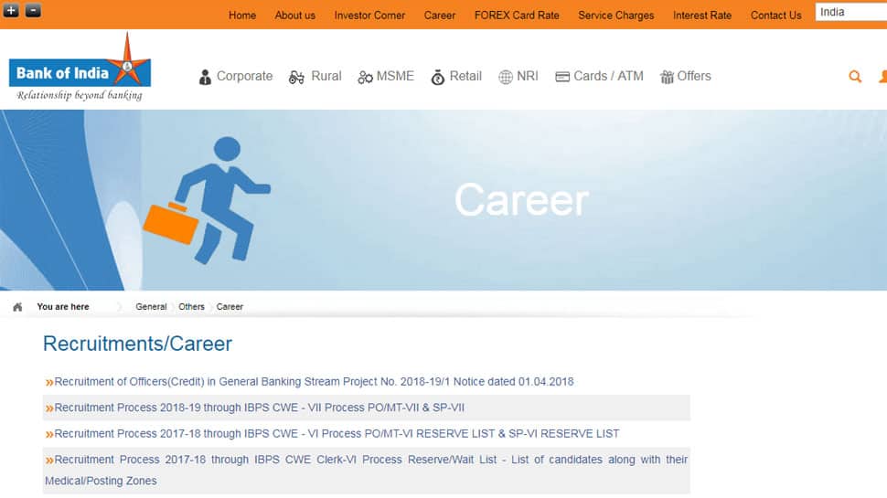 Bank of India recruitment 2018: 158 vacancies available, apply online from April 20