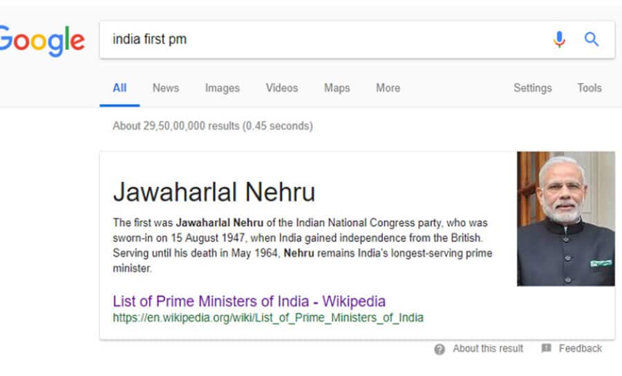 Google Search shows Narendra Modi as India&#039;s first PM: Here&#039;s how Twitter reacted