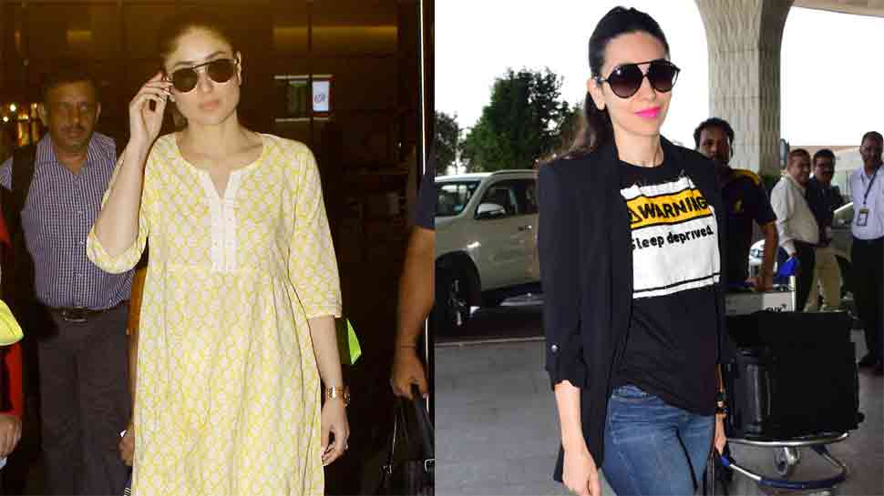 Kareena repeats her yellow kurta for airport visit, Karisma looks like a million bucks  — Check photos