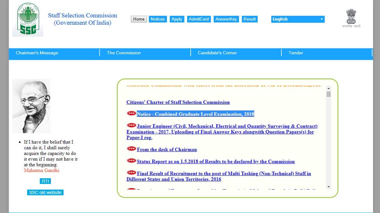 SSC issues notification for CGL 2018 examination, check details on www.ssc.nic.in