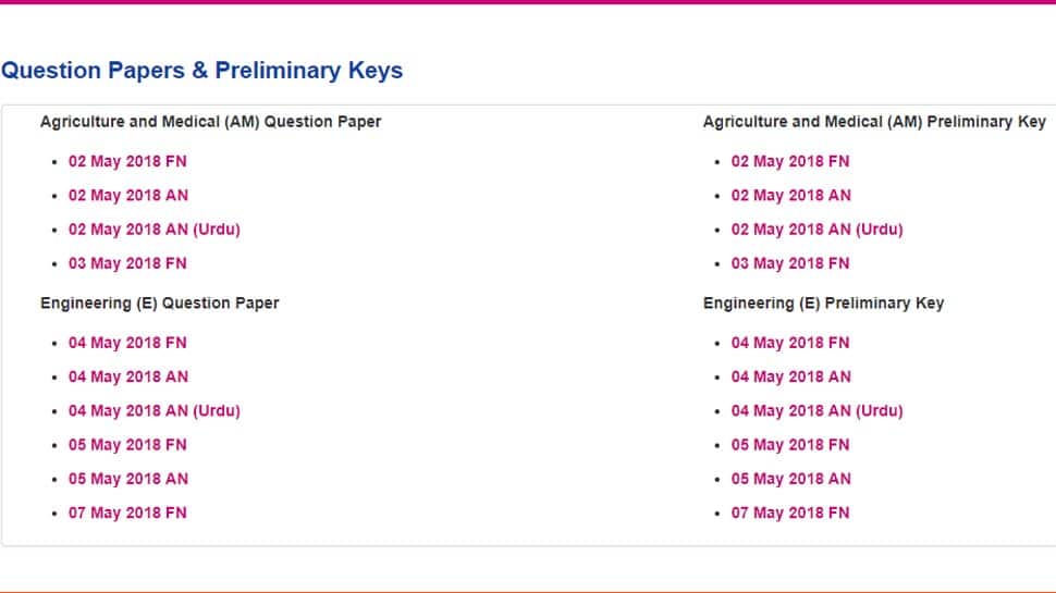 TS EAMCET 2018 Answer keys released at eamcet.tsche.ac.in | Check Question Papers &amp; Preliminary Keys 