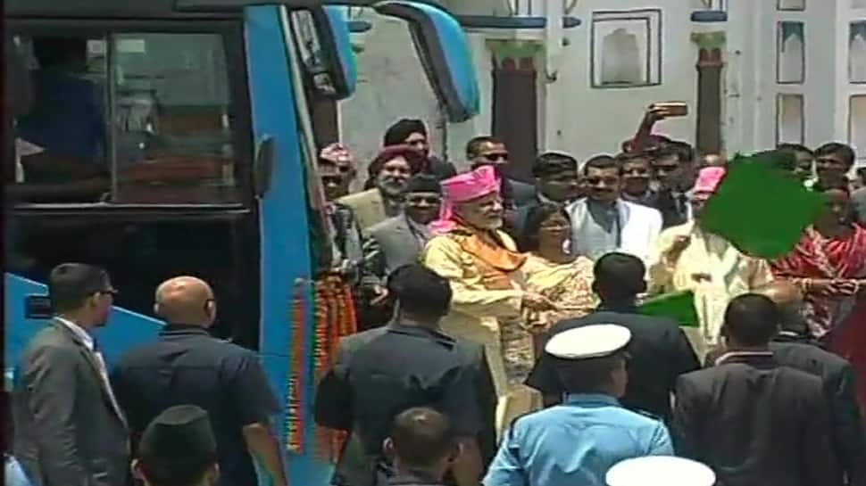 PM Narendra Modi plays musical instrument during visit to Janaki temple in Janakpur in Nepal - Watch