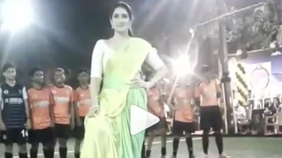 Zaheer Khan&#039;s better half Sagarika Ghatge plays football in saree, video goes viral-Watch