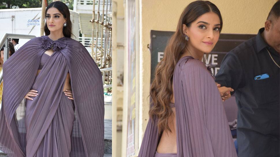 Sonam Kapoor&#039;s stylish cape saree at &#039;Sanju&#039; trailer launch won our hearts! Pics