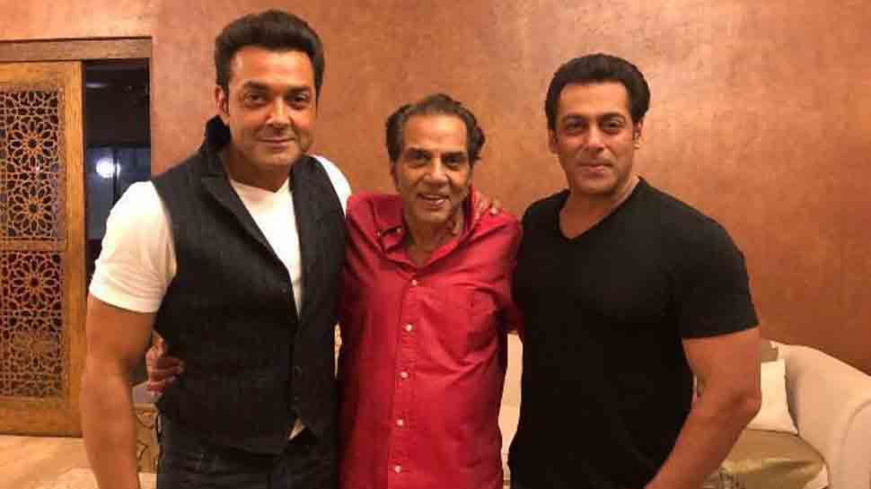 Salman Khan shares photo with Dharmendra, Bobby Deol with hilarious &#039;Race 3&#039; meme zinger