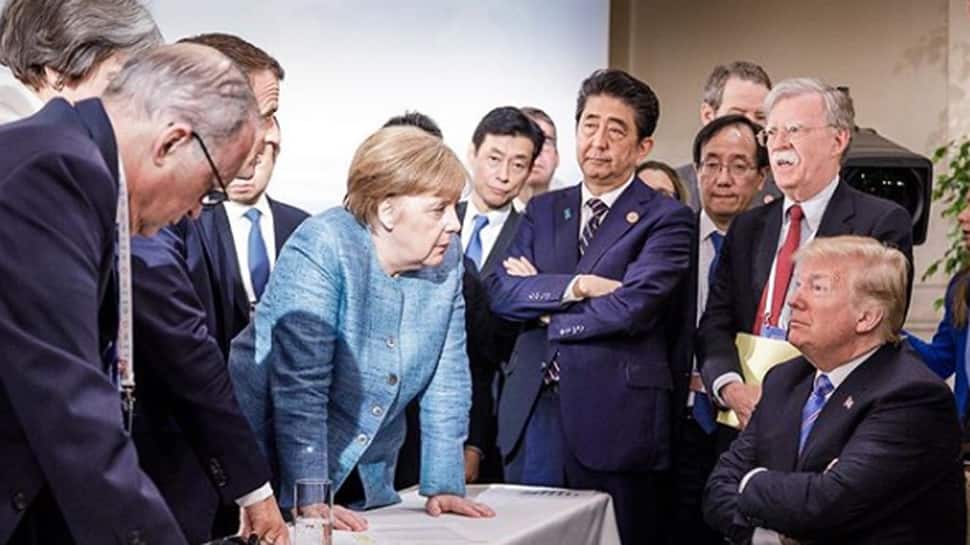 G7 summit photo shared by Angela Merkel with Donald Trump sparks laugh riot on Twitter