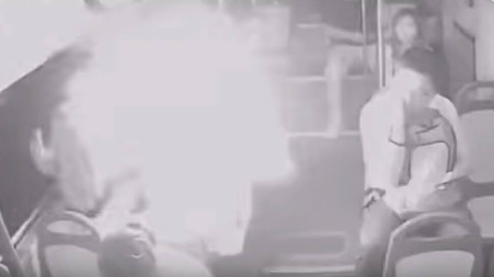 Caught on camera: Power bank explodes inside man&#039;s bag, scares passengers in bus