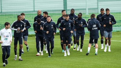 France's players attend a training session 