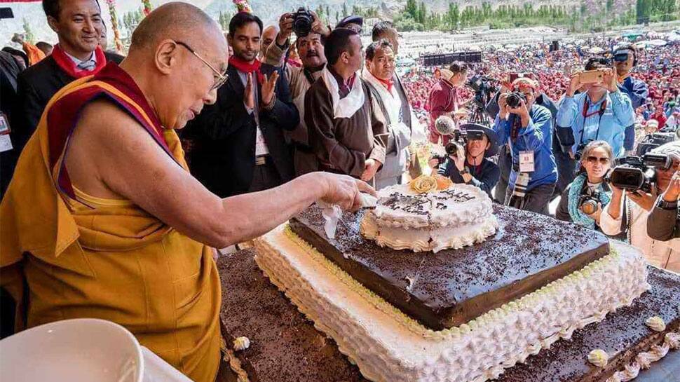 The Dalai Lama cuts a cake in Ladakh, celebrates 83rd birthday with followers