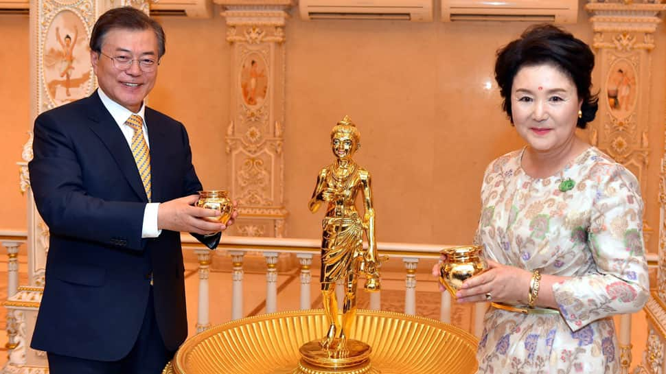 South Korean President Moon Jae-in visit Akshardham Temple