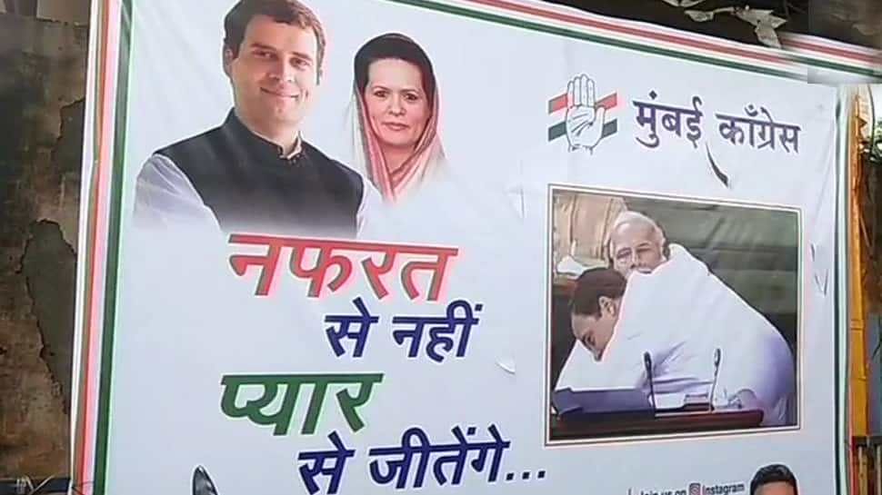 Will win with love, not with hatred: Congress posters highlight Rahul’s hug to Modi