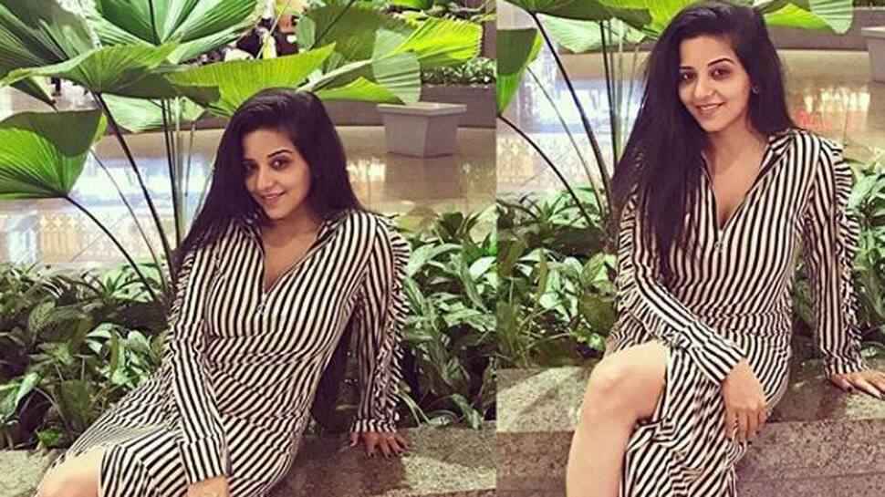 Bhojpuri siren Monalisa sizzles in a striped high-slit gown-See pic