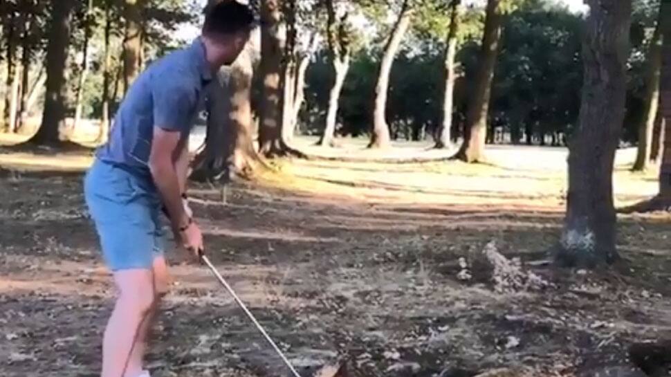 England&#039;s James Anderson escapes injury after being struck by golf ball