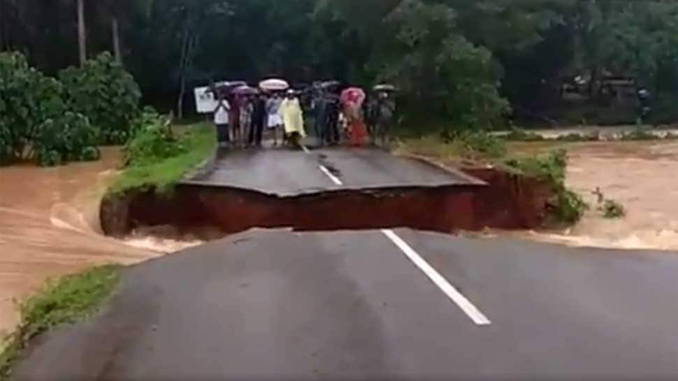 Road washed away in Malappuram as flood hits Kerala - Watch