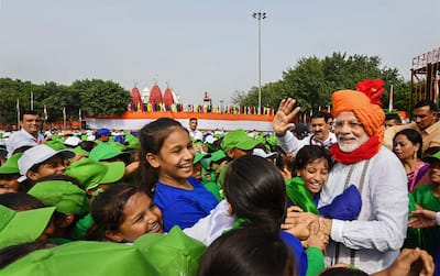 Prime Minister Narendra Modi interacts with children 