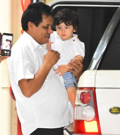 Taimur looks in a playful mood
