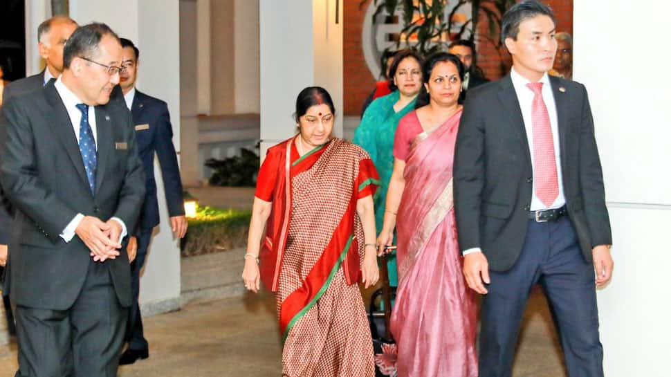 Sushma Swaraj arrives in Vietnam to deepen bilateral strategic cooperation