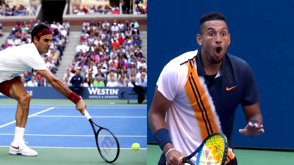 US Open 2018: Roger Federer&#039;s insane flick shot leaves Nick Kyrgios open-mouthed